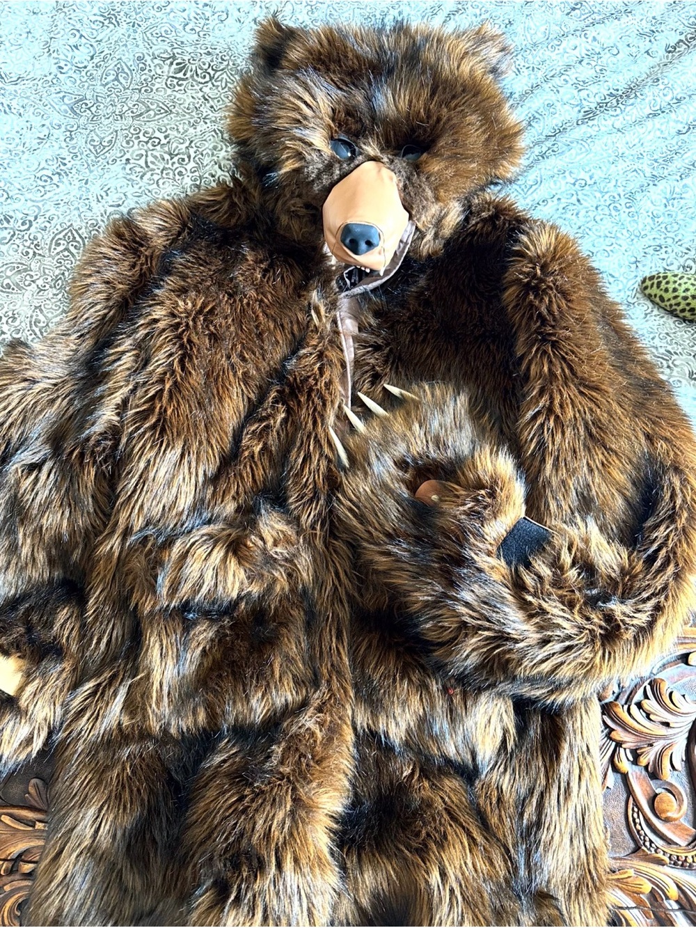 Wildcoat size XL Brown Plush Bear with Faux Fur Hood and Claws
